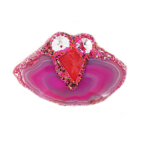 HEART EMERGES INTO THE PINK POOL - PINK BROOCH