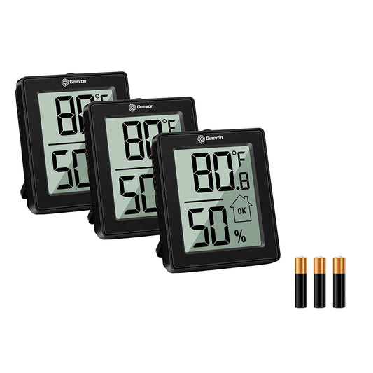 Geevon Weather Station Wireless Indoor Outdoor Thermometer Multiple  Sensors, Digital Temperature Humidity Monitor with Removable DIY Label  Stickers, Dual Alarms and Adjustable Backlight 