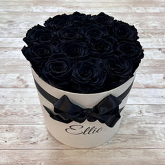 Black Roses - Round White Infinity Rose Box