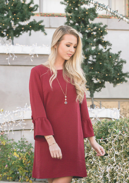 how to style a red wine dress for a christmas outfit