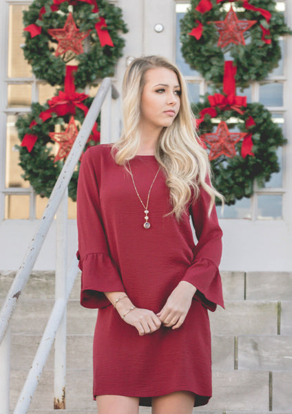 how to style a red wine dress for a christmas outfit