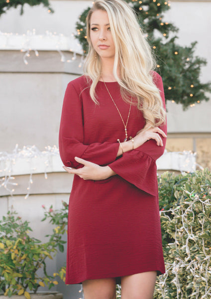 how to style a red wine dress for a christmas outfit