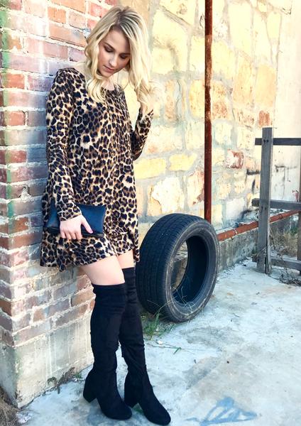 How To Wear a Leopard Dress & Knee High Boots For Fall – Siloe