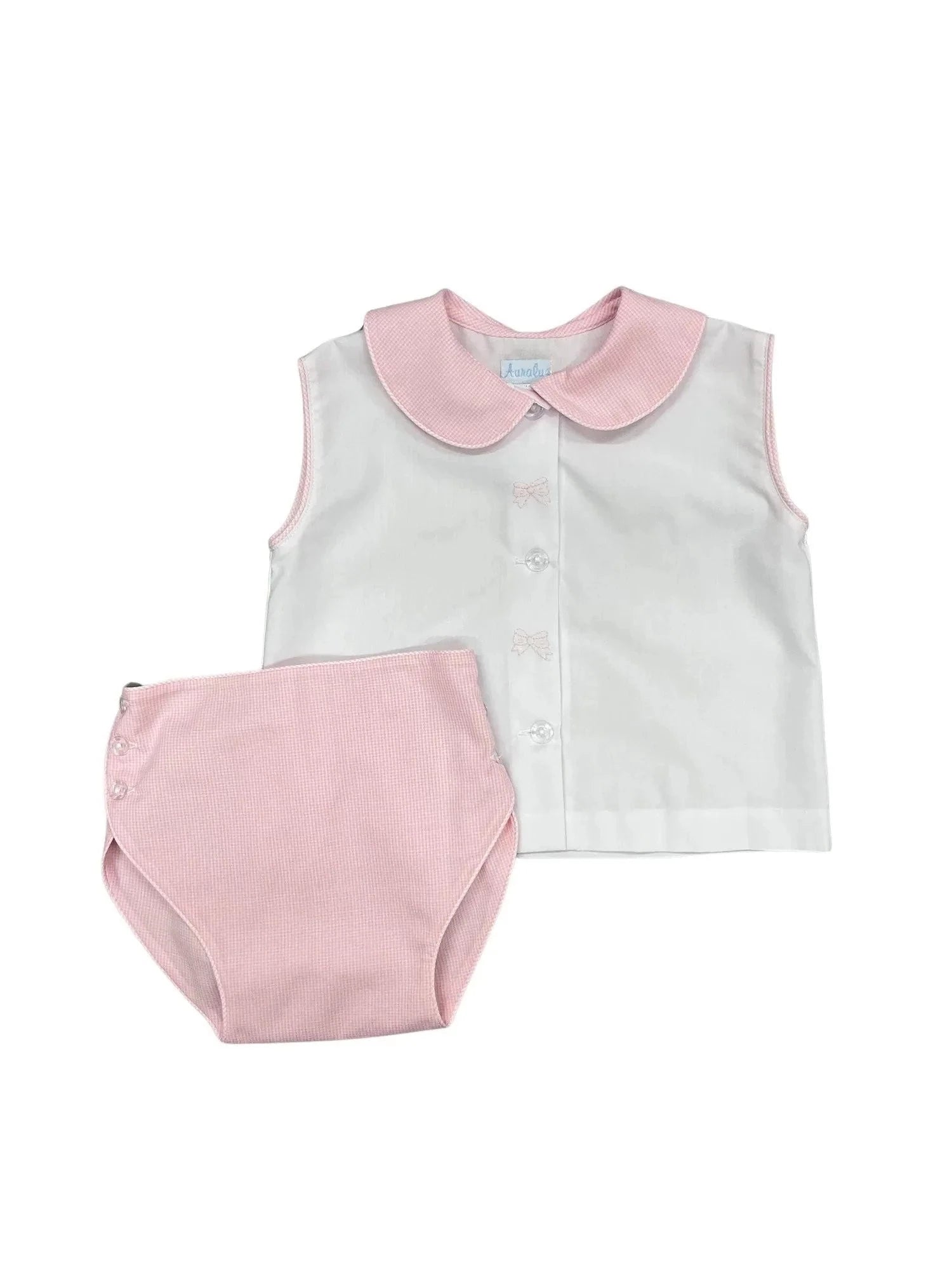 Hot Offer Pink Check Diaper Set With Pink Bow Top Choice