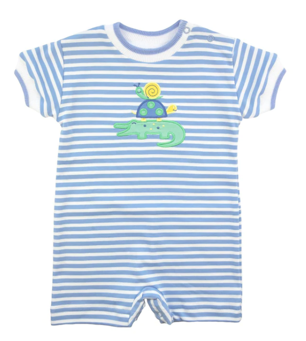 Stripe Knit Shortall With Animals