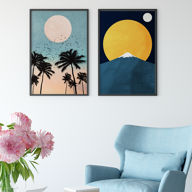 Silhouette and sun wall art