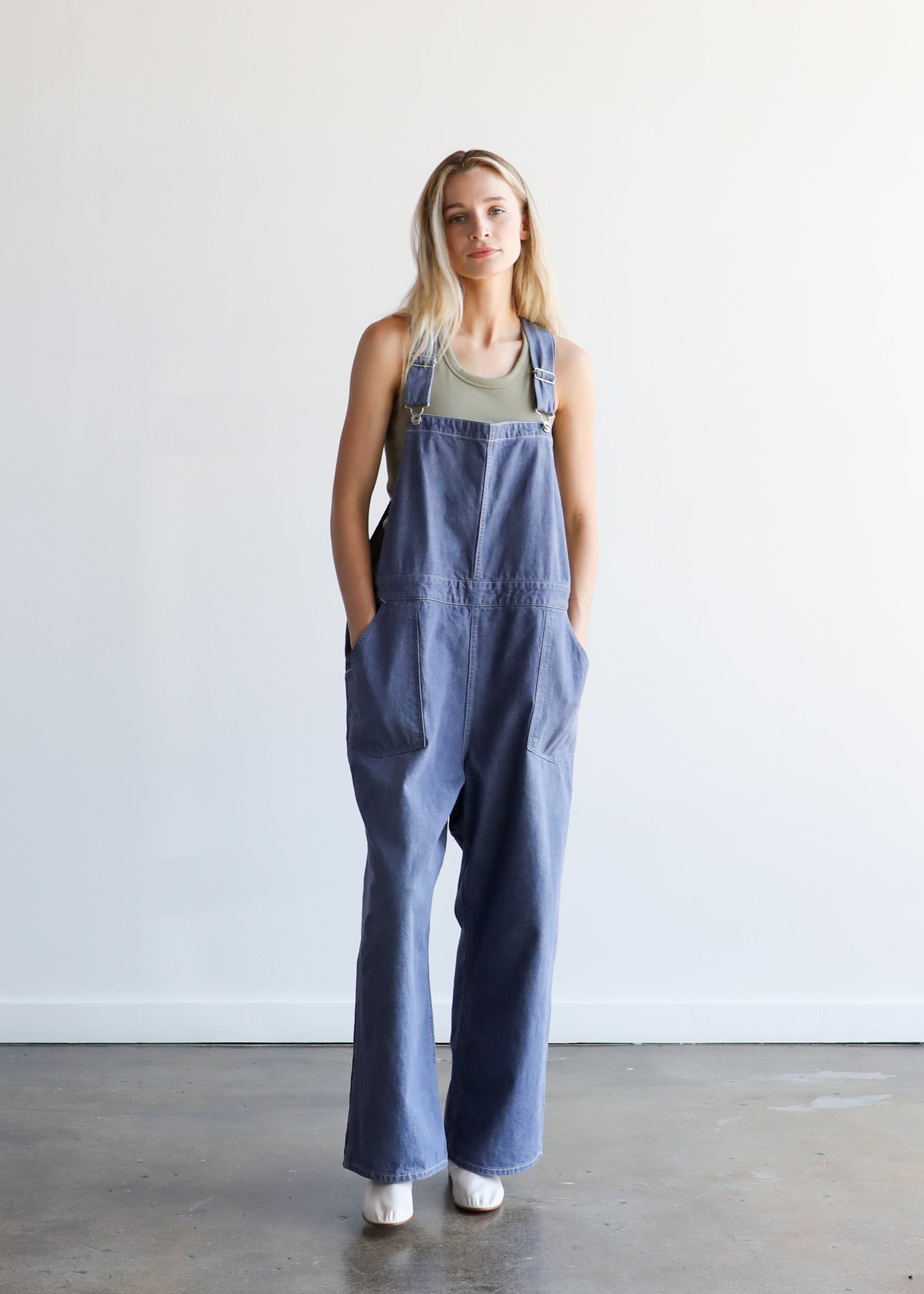 Slub Yarn Sulfer Denim Overall in Indigo