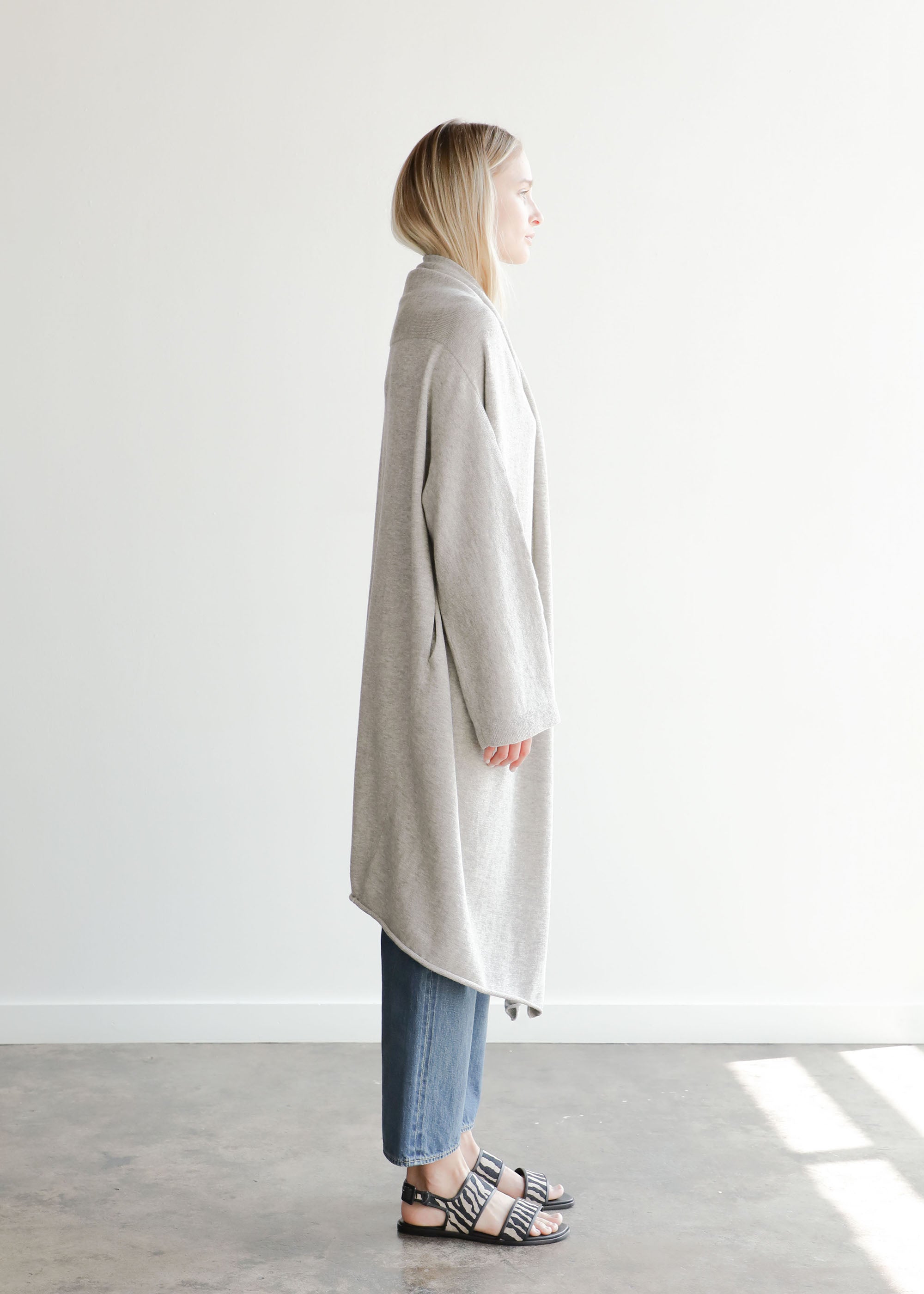 Long Slouch Cardigan in Grey Melange