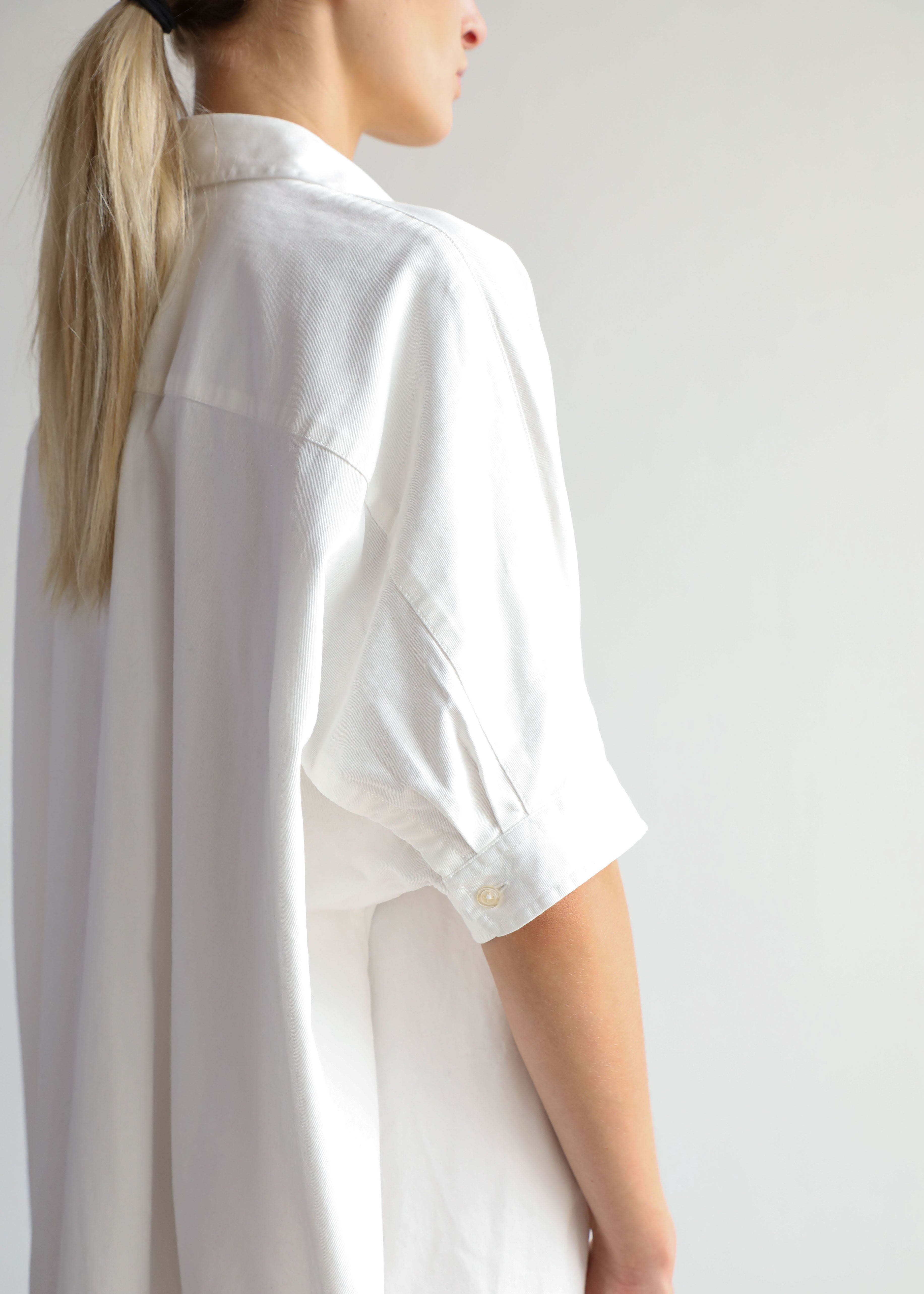 Boxy Button Up Dress in White