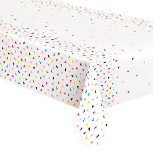 Triangle Confetti Birthday Rectangular Plastic Table Cover, 54"x84"