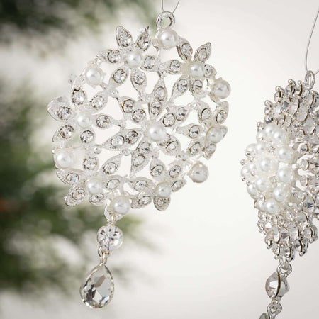 White Gem Snowflake Ornaments