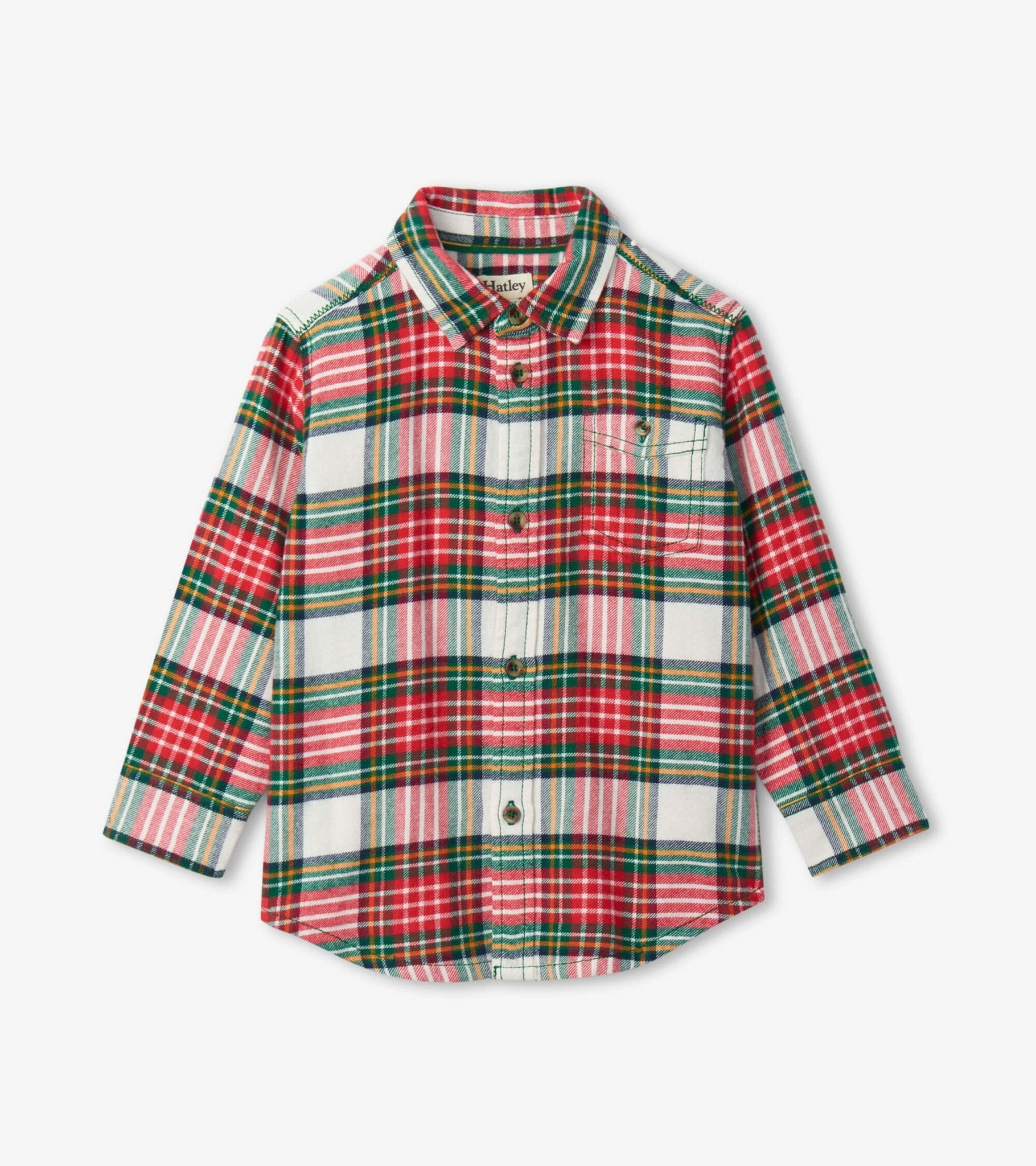 Festive Plaid Button Down Shirt