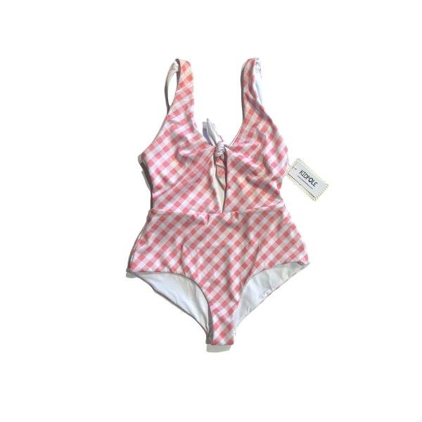 Kidpole Women's One-Piece Gingham Pink Swimsuit