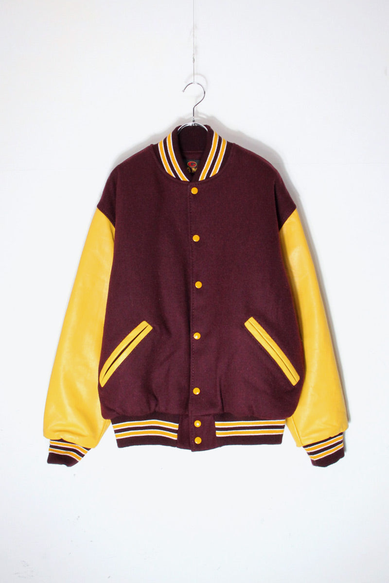 MADE IN USA 90'S STADIUM JACKET / BURGUNDY/YELLOW [SIZE: M USED]