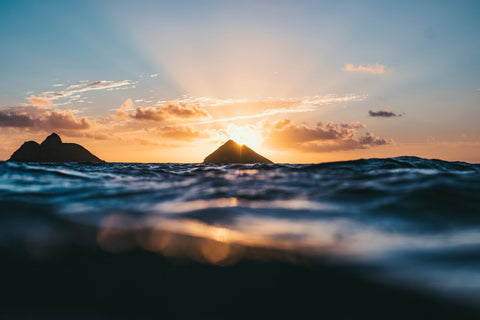Lanikai Oahu - floating in the water at sunrise