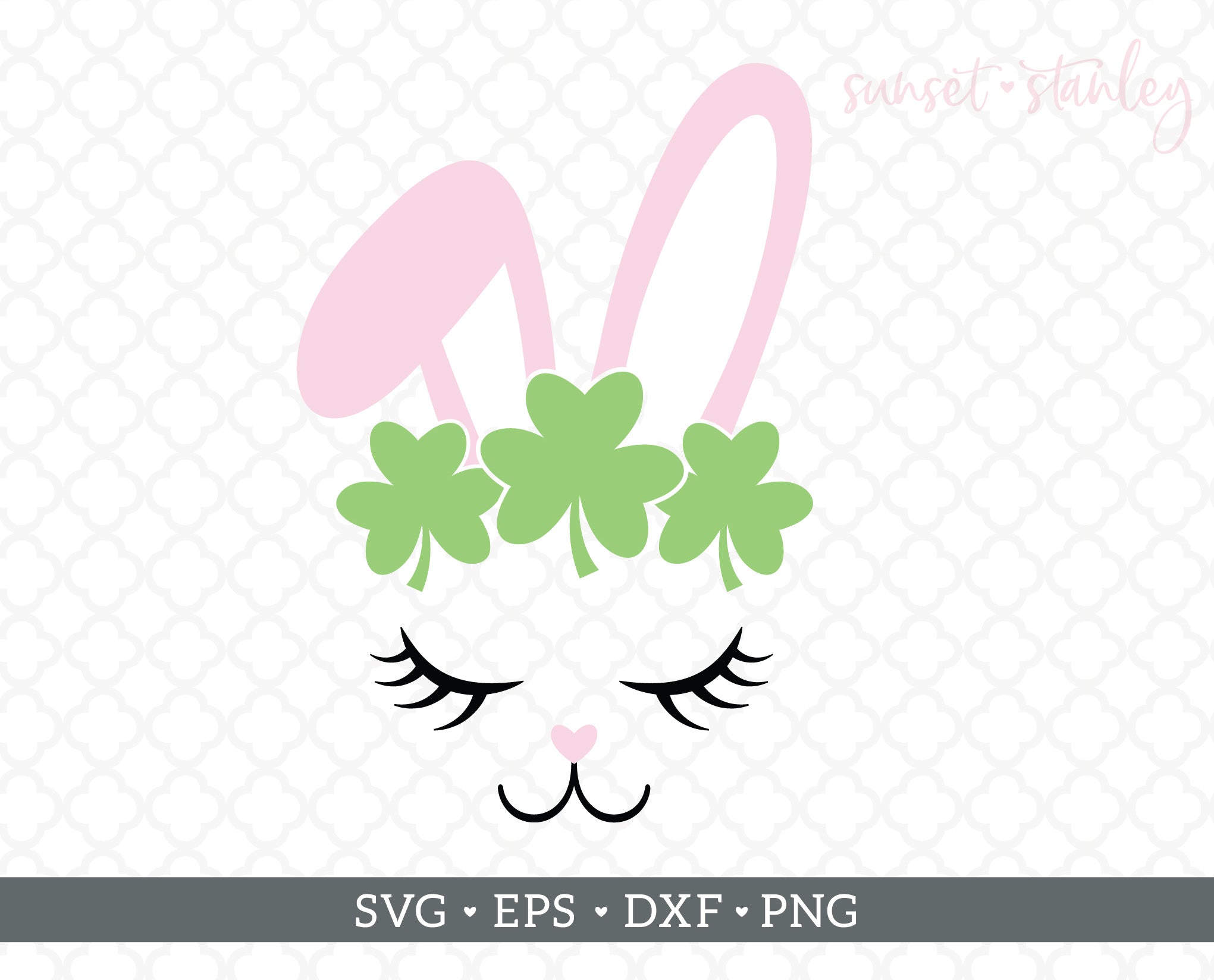 Bunny Face with Shamrocks SVG File, St.Patrick's Day ...