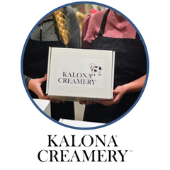 Gift boxes from Kalona Creamery to purchase for shopping.