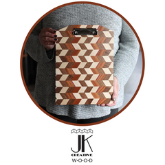 Checkered clipboard made in Kalona, Iowa by JK Creative Wood for holiday gifts.