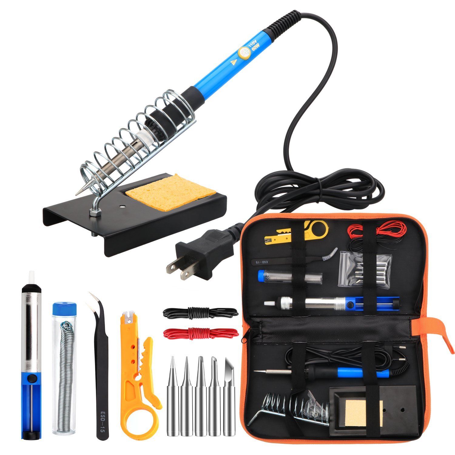 Electronics Soldering Iron Tool Kit 110V 60W Adjustable 