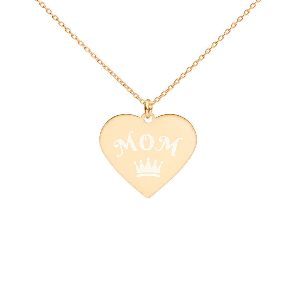 The Sustainabilista™ Mom's The Queen Engraved Heart Necklace - Gold - SPSX Group