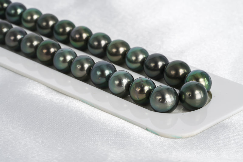 37pcs "Shows" Green Mix Necklace - Semi-Round 9-10mm AA/A quality Tahitian Pearl - Loose Pearl jewelry wholesale