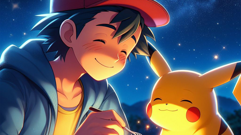 Une photo illustrant l'amitié indéfectible entre Pikachu et Ash