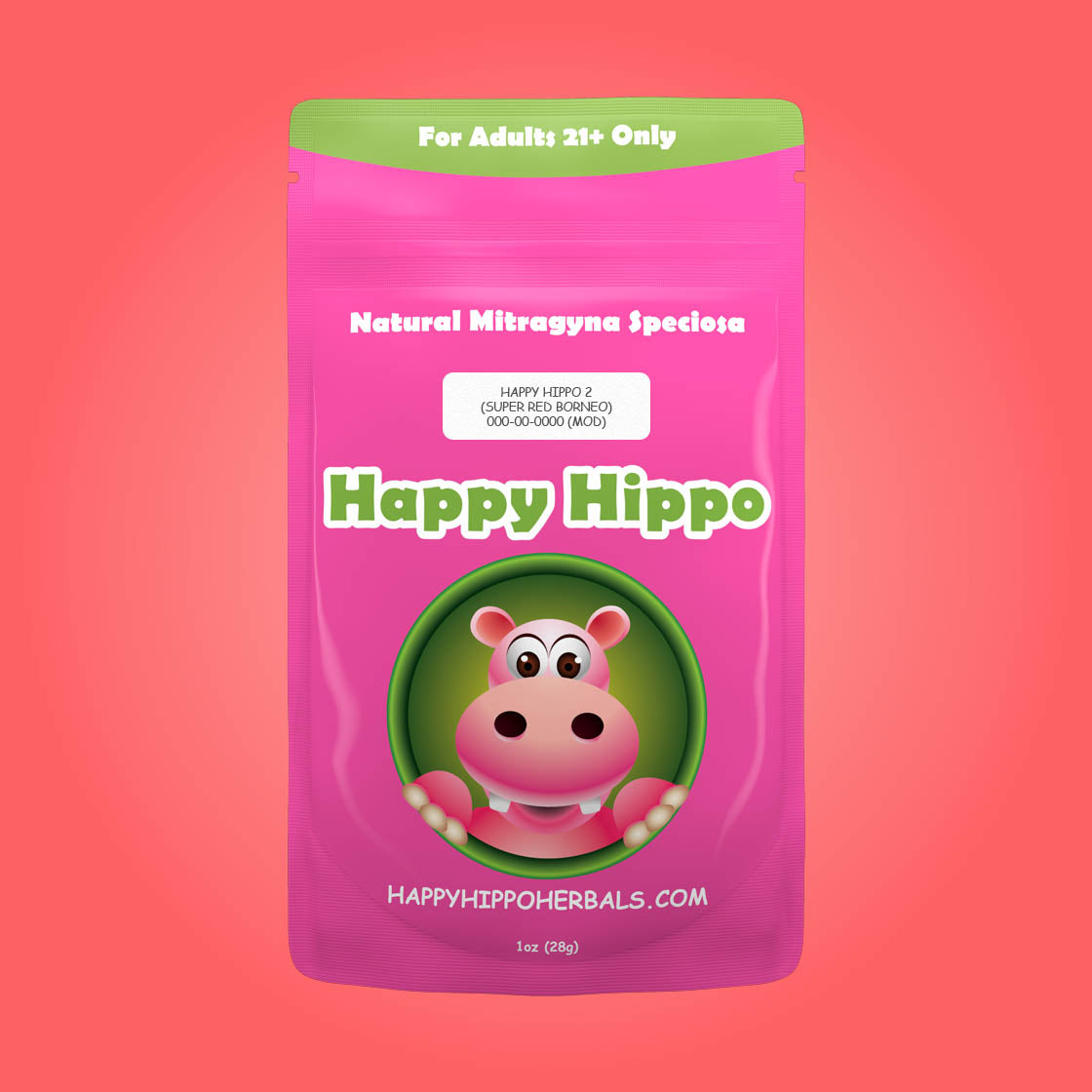 Image of Red Vein Borneo Kratom Powder- Happy Hippo II