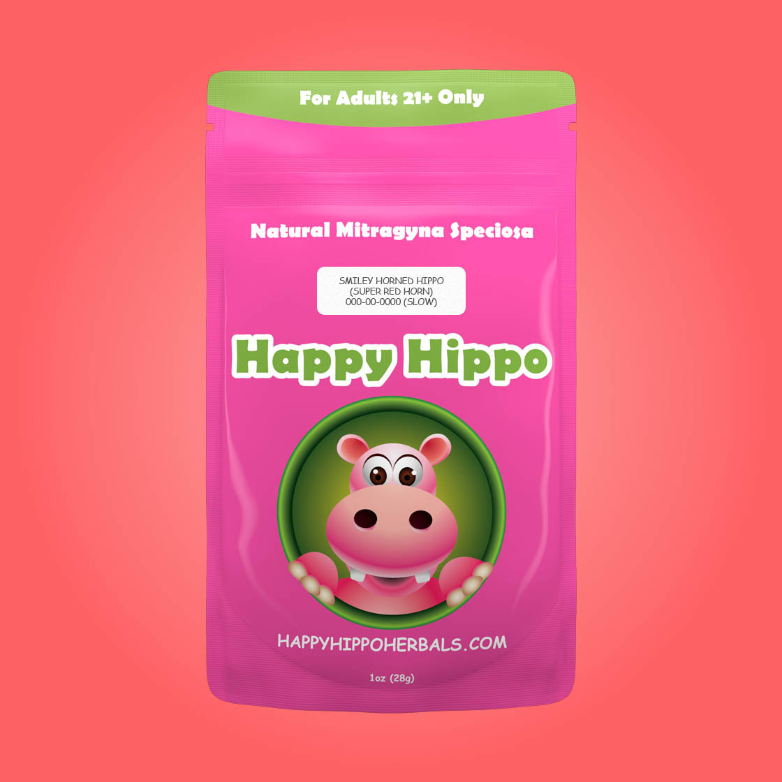 Image of Red Horn Kratom Powder - Smiley Horned Hippo