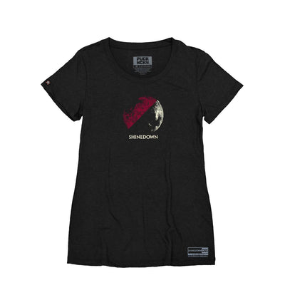 SHINEDOWN ‘PLANET ZERO’ women's short sleeve hockey t-shirt in black front view