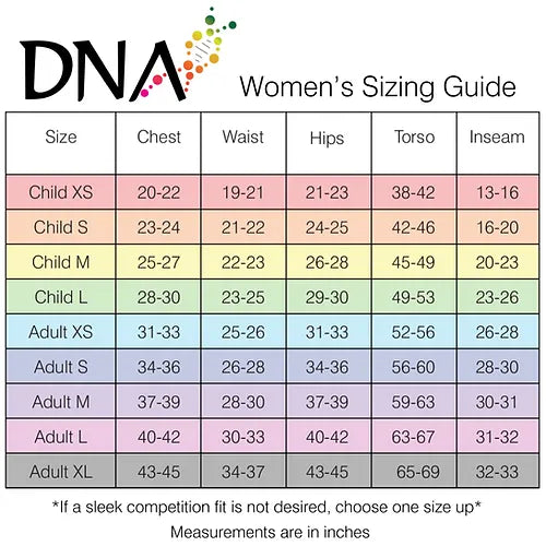 DNA Performance Sizing Chart