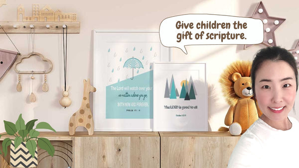 My goal is to bring a cute and pretty feel to scriptures. I want to support parents in their efforts to raise children in the Christian faith. As I raise my own children I feel the importance of living around scripture.   That is why I started Bible Art For You. To help you bring the words of the bible into your home with a modern feel. A way to uplift and strengthen children along with their parents.   Give children the gift of scripture. Help them feel God’s love for them by surrounding them with his words. And in the process you can help other children as well. One dollar from each purchase will be donated to help underprivileged children have access to education. 