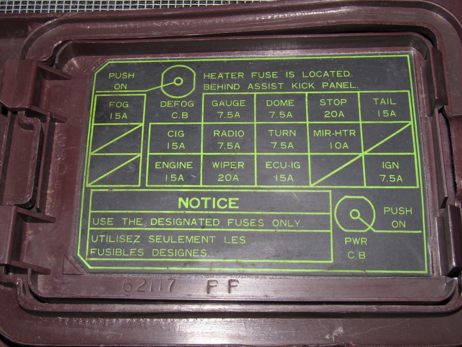 1987 Toyotum Fuse Panel Diagram