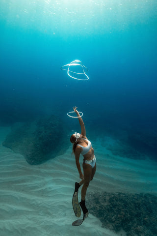 Underwater diver in dkoko bikini