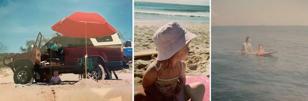 Surfer Tia Coulter in the Sunshine Coast when she was a small girl 