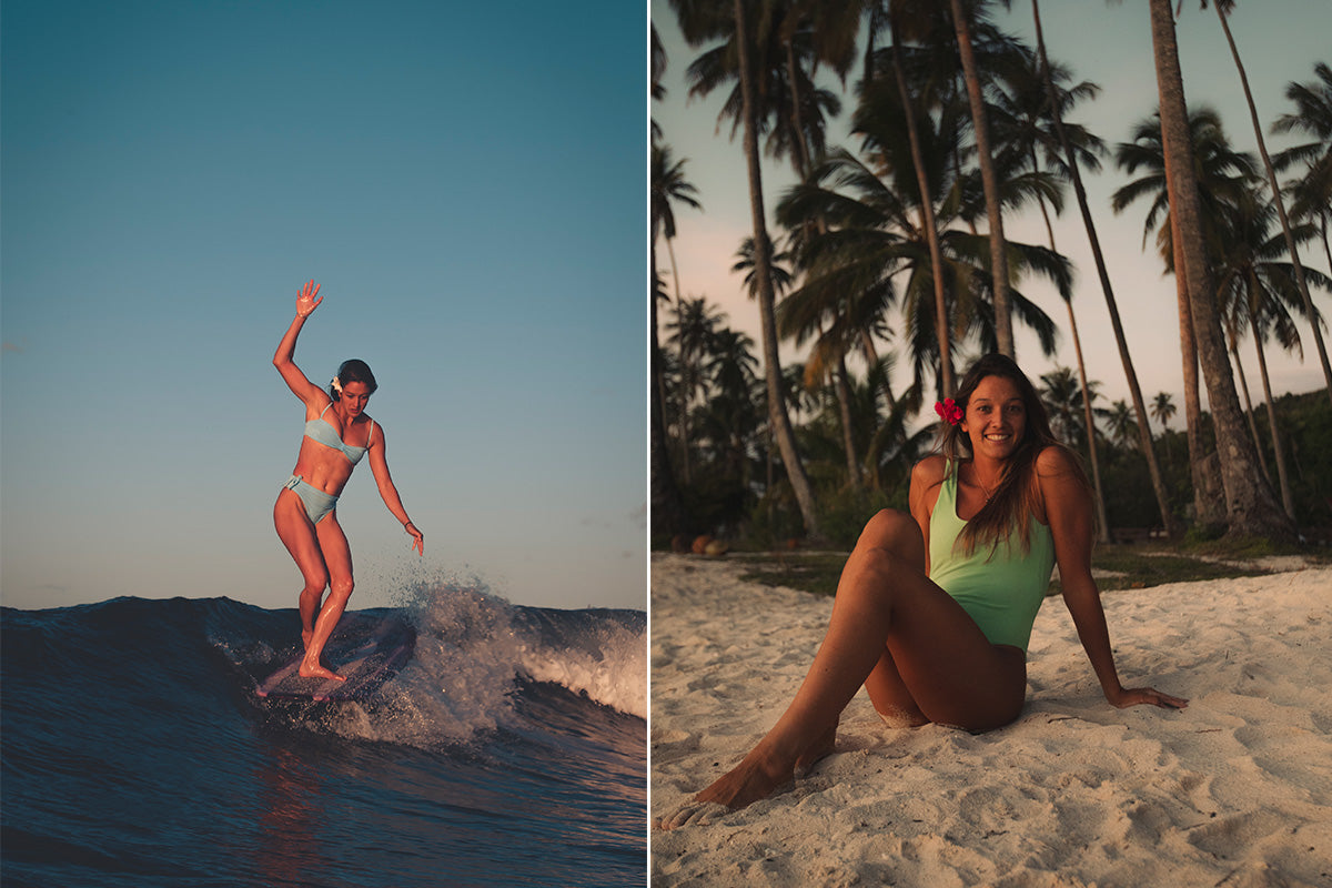 Marie-Moana Troja longboarding in the Gold Coast Australia