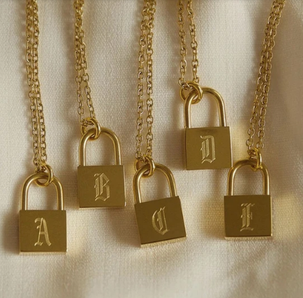 custom jewellery initial lock necklace