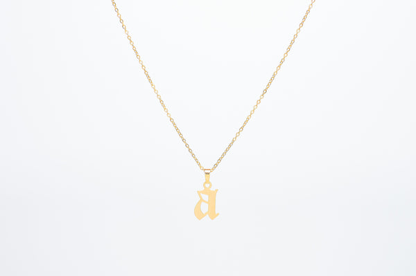 Old English Initial Necklace with Curb Chain | Caitlyn Minimalist