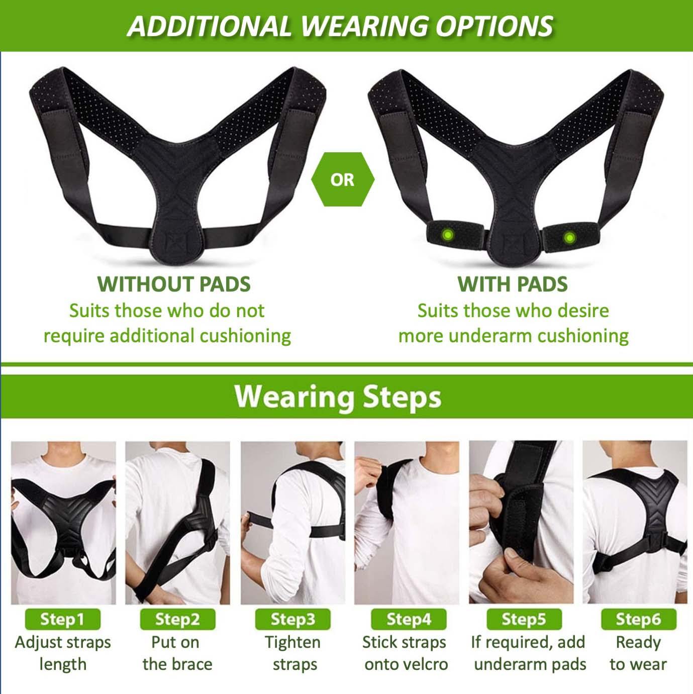 Adjustable Upper Back Brace For Posture Correction And Support.