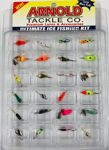 Eagle Claw Mini Ice Fishing Kit, 44 Piece Kit & Case with Tin Jig and  Weights