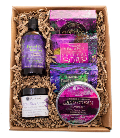 lavender gift hamper of natural skincare