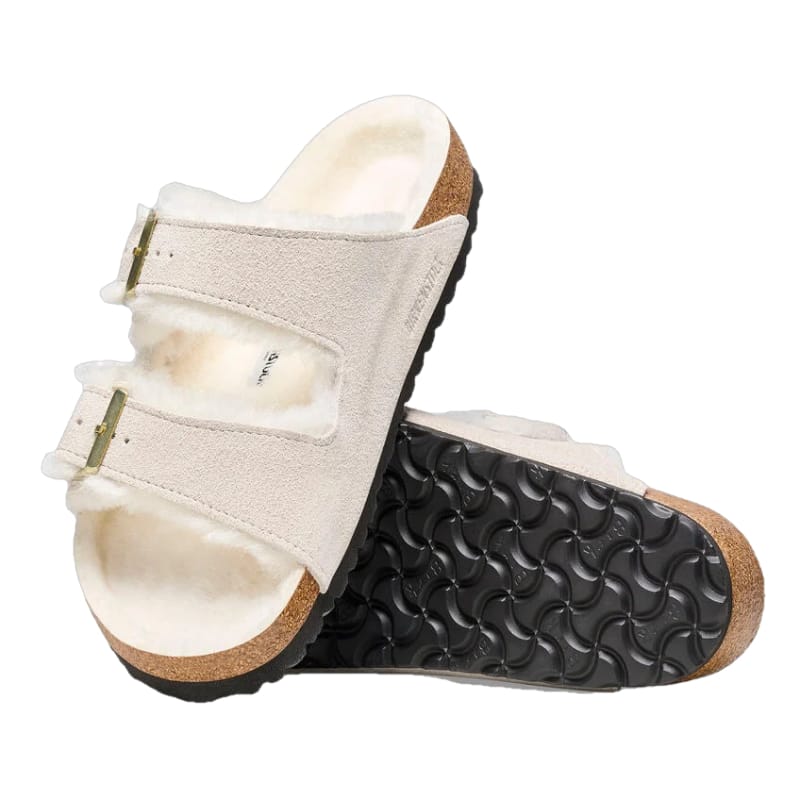 Birkenstock Arizona Shearling Suede Leather Sandals