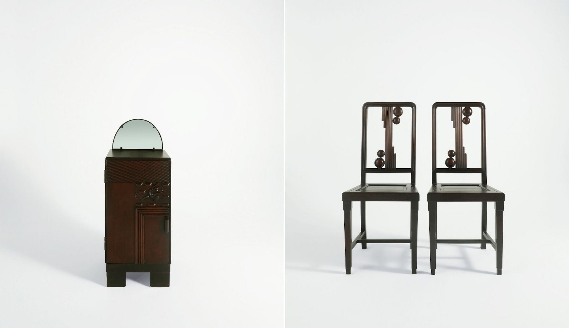 Shanghai Art Deco rosewood bedside table with mirror and rosewood chairs (all 1930). Photos © Art & Deco Gallery Shanghai