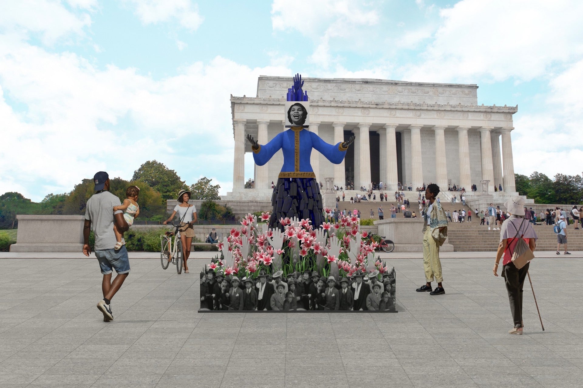 Of Thee We Sing by vanessa german for Beyond Granite: Pulling Together, to be unveiled at the Lincoln Memorial Plaza on August 18th. Photo © Monument Lab