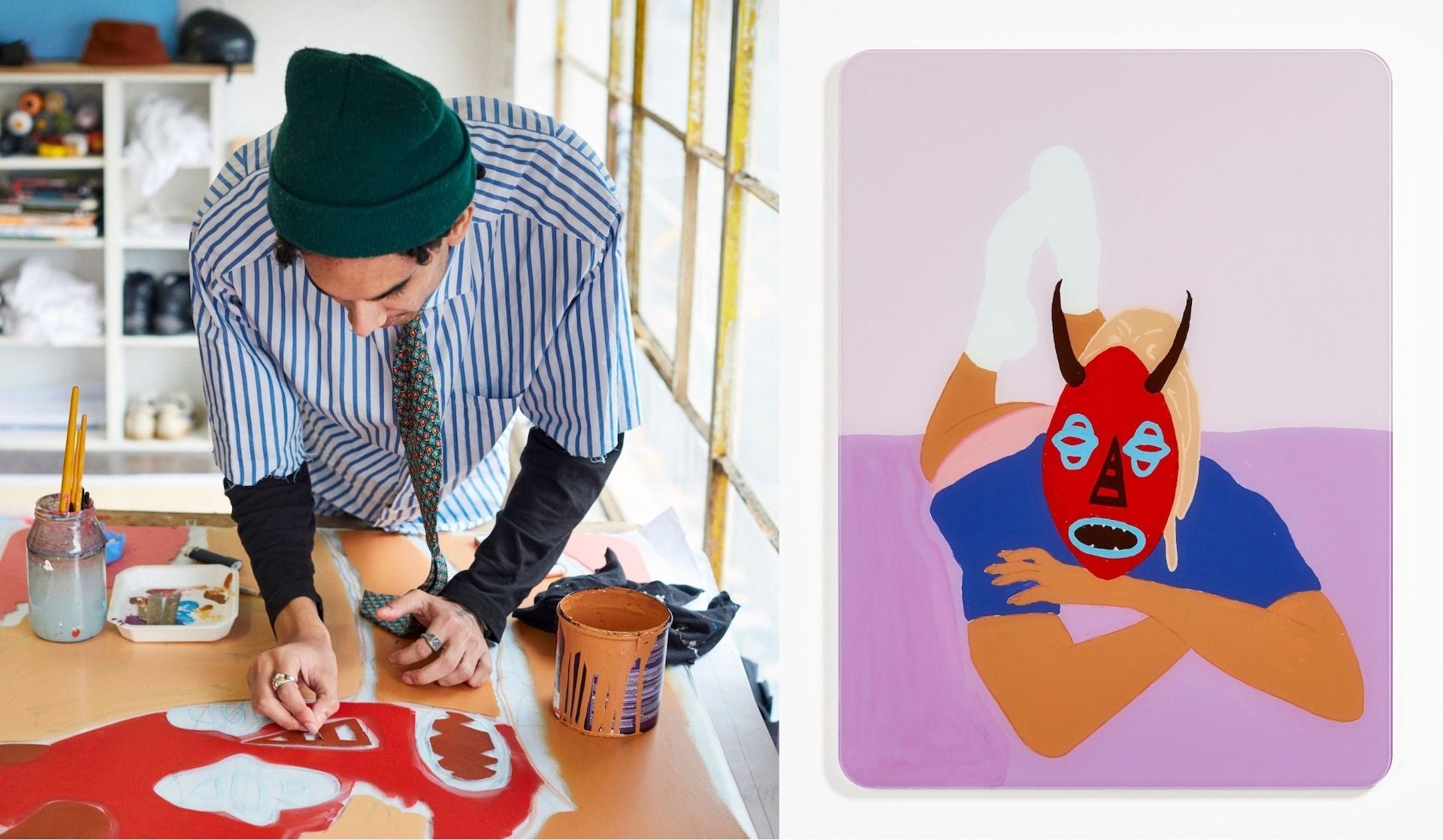 Jozua Gerrard at work in his studio. Bound To by Jozua Gerrard, 2021. Photos © Hayden Phipps and Southern Guild