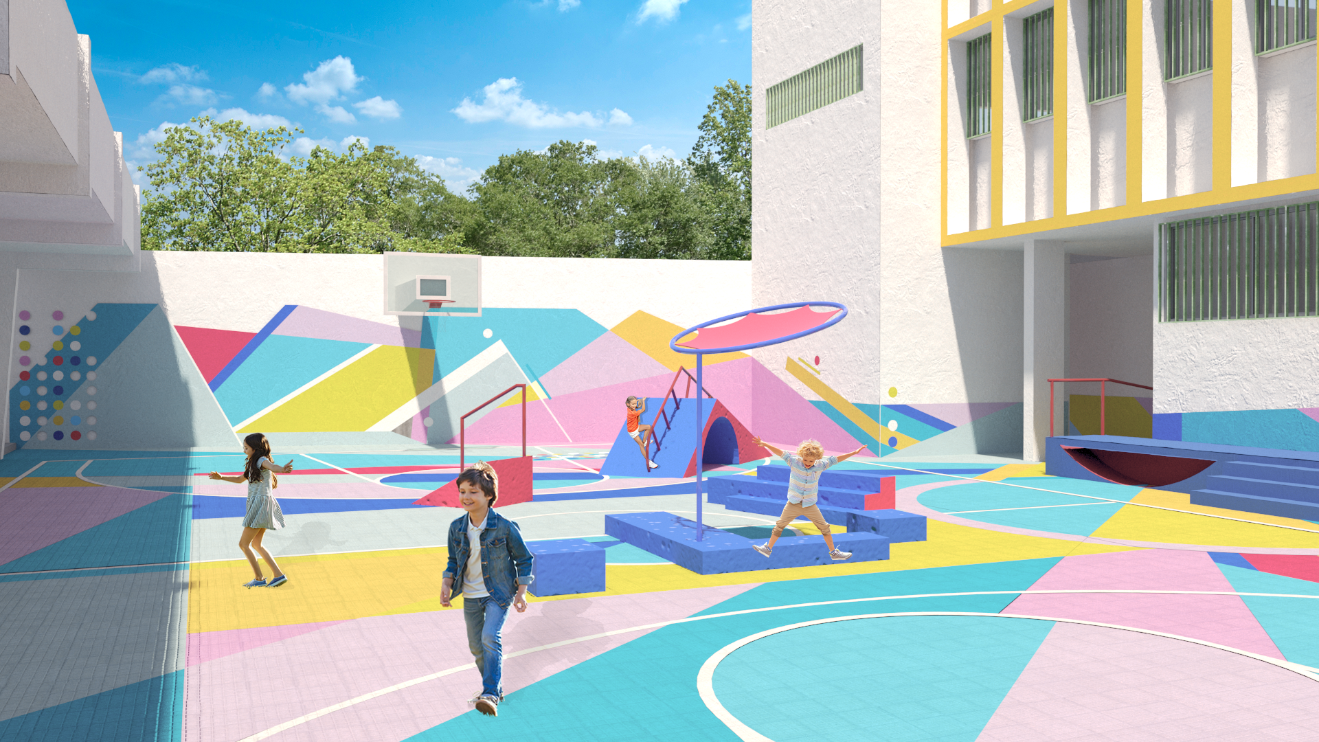 Rendering of a Let's Play playground in Beirut. Photo © Let's Play