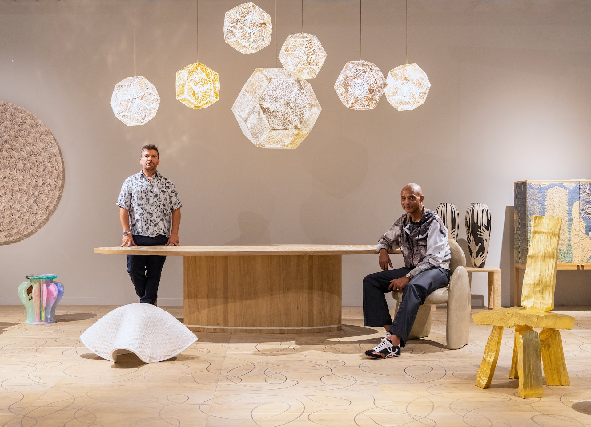 Onsite at Design Miami/ 2022: Valerio Capo and Sam Pratt, cofounders of Gallery FUMI in London. Photo © World Red Eye for Design Miami