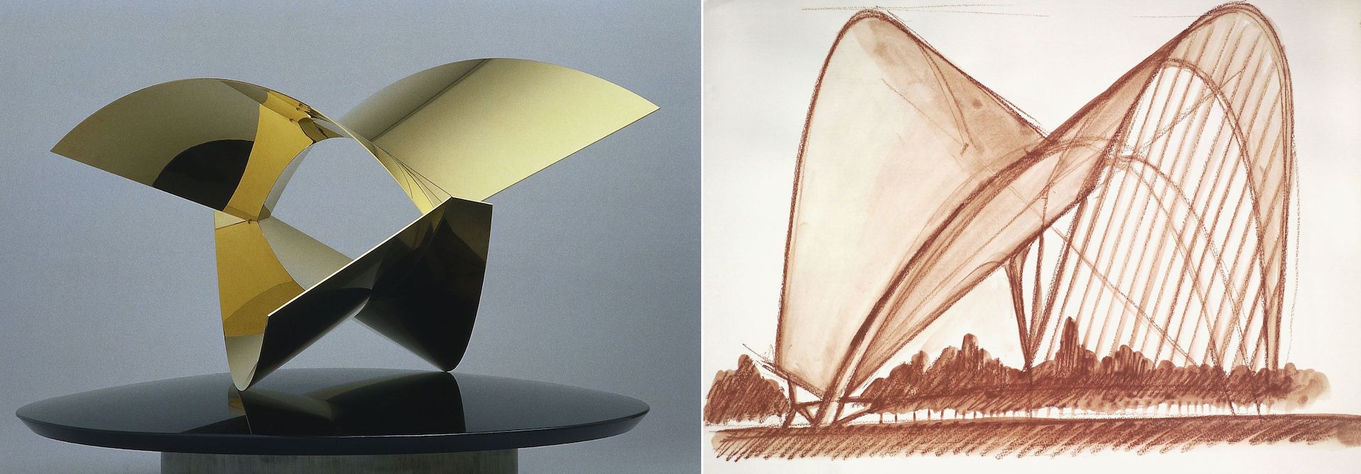 Calatrava's Mother and Child sculpture, 1990, and Oculus Transportation Hub sketch. Photos © Santiago Calatrava LLC