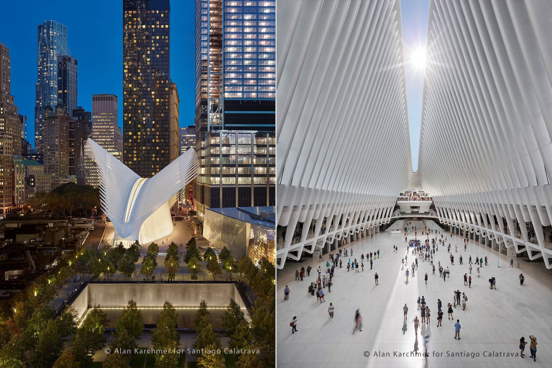 Calatrava's Oculus Transportation Hub at the World Trade Center in New York City. Photos © Alan Karchmer / Otto