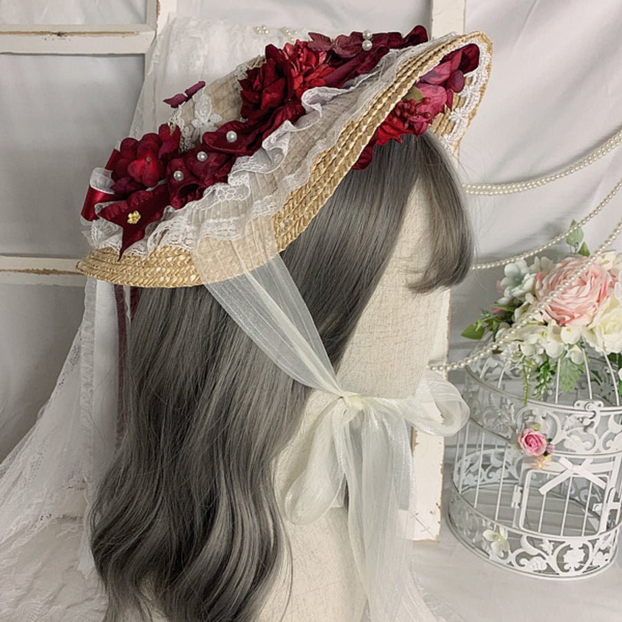 Original Gorgeous Lolita Wide Brim Lace Hat - cosfun