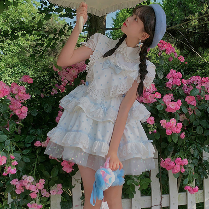 Pre-sale Cute Sweet Lolita Heart-shaped Wavepoint Summer Dress S30003 ...
